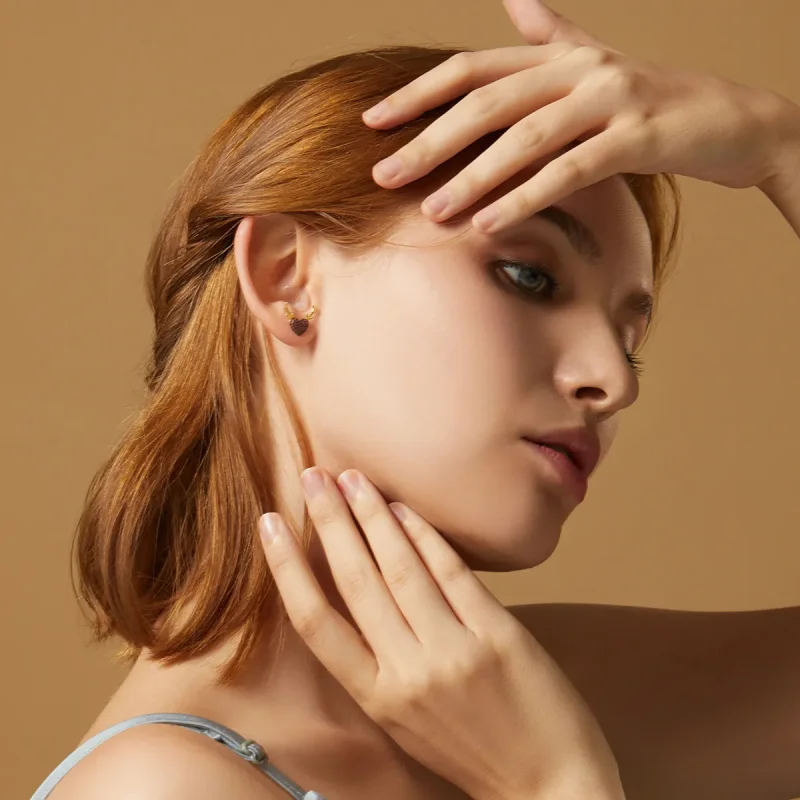 (slika za) Pandora Style Deer Love Stud Uhani - BSE313 - Ogled 6