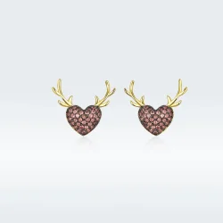Pandora Style Deer Love Stud Uhani - BSE313