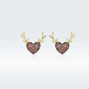 (slika za) Pandora Style Deer Love Stud Uhani - BSE313