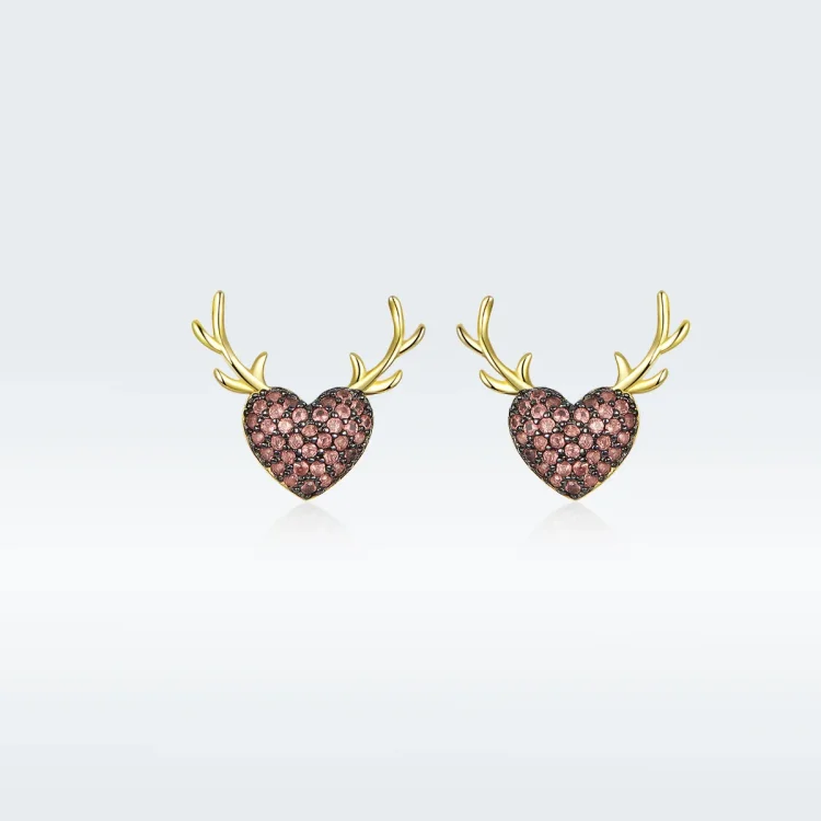Pandora Style Deer Love Stud Uhani - BSE313