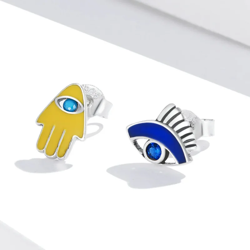 (slika za) Pandora Style Devil Eye Srečni komplet uhanov z žebljički - SCE1341 - Ogled 2