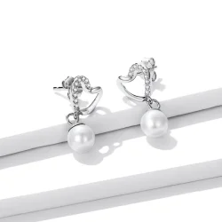 Pandora Style Love Shell Beads – Elegantni uhani s čepki – BSE552