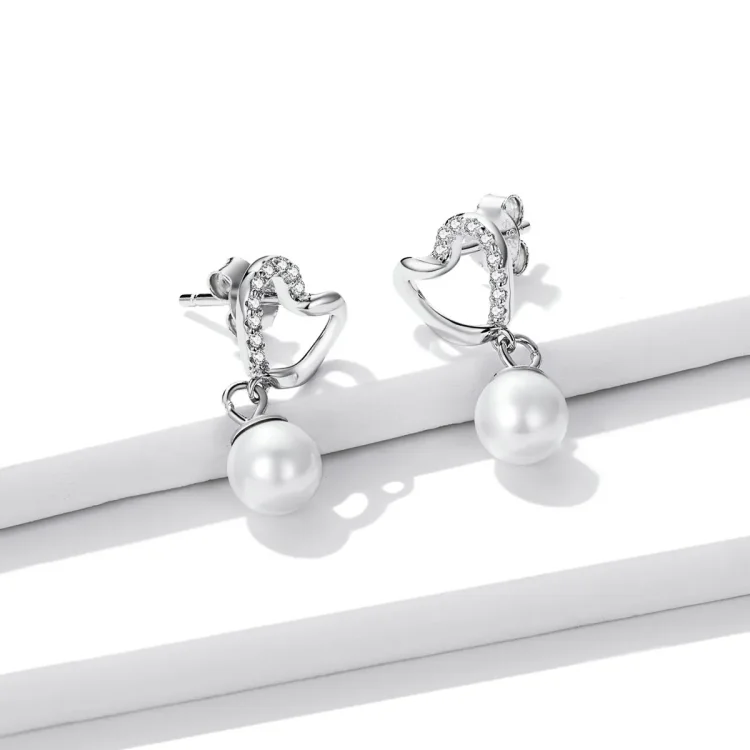 Pandora Style Love Shell Beads – Elegantni uhani s čepki – BSE552