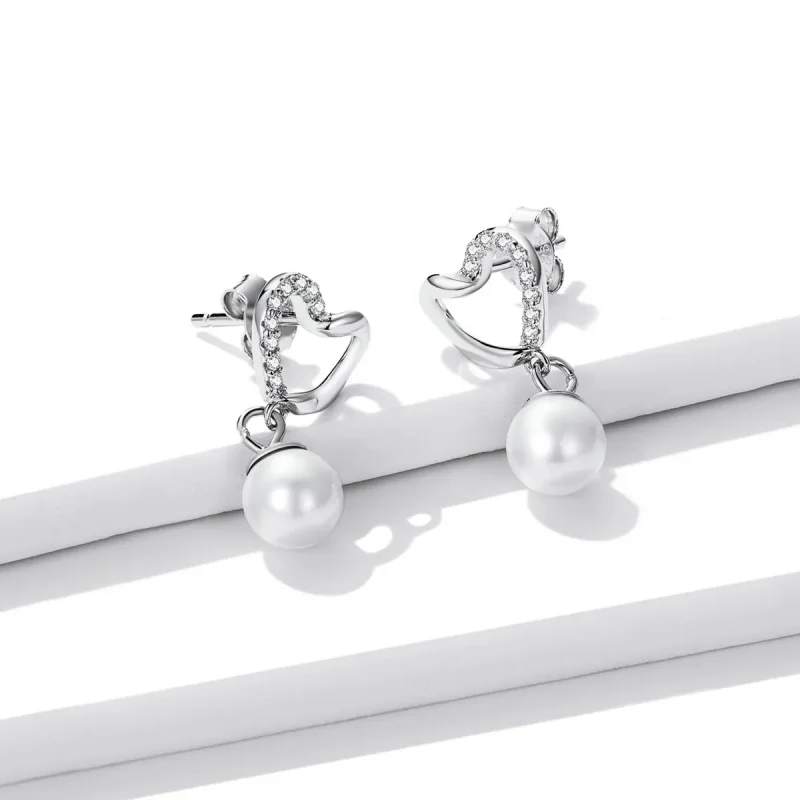 (slika za) Pandora Style Love Shell Beads – Elegantni uhani s čepki – BSE552 - Ogled 2