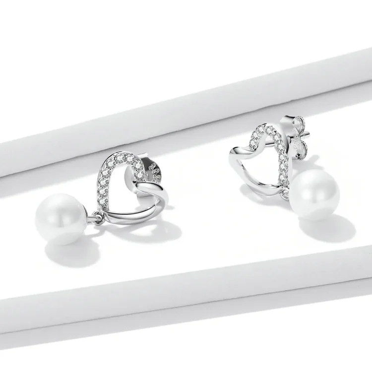 Pandora Style Love Shell Beads – Elegantni uhani s čepki – BSE552