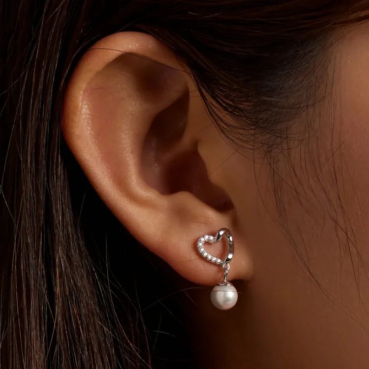 Pandora Style Love Shell Beads – Elegantni uhani s čepki – BSE552