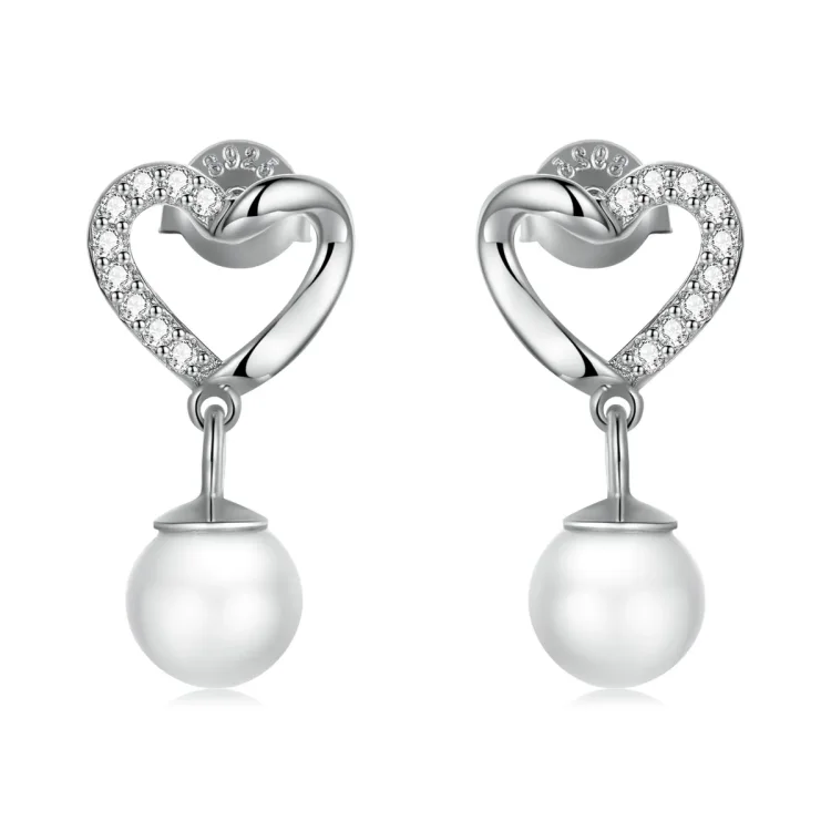 Pandora Style Love Shell Beads – Elegantni uhani s čepki – BSE552
