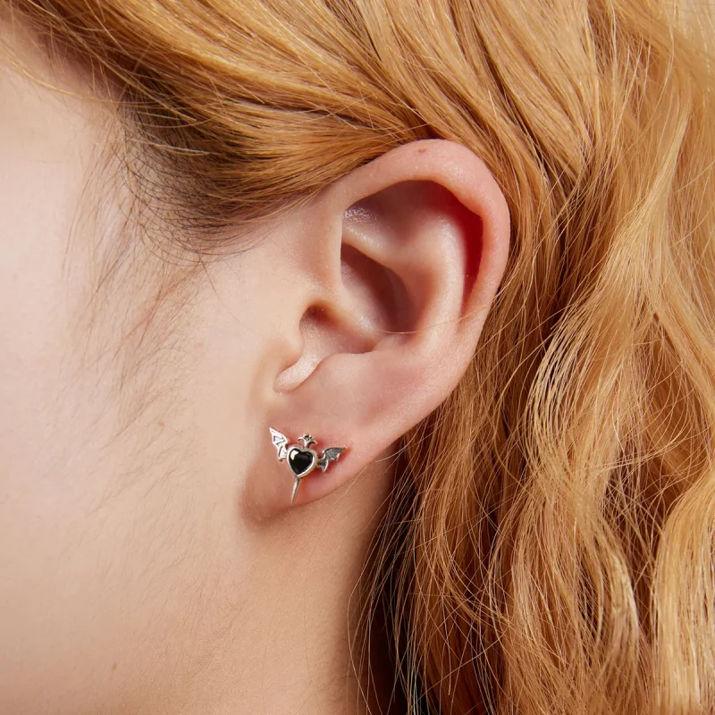 (slika za) Pandora Style Love Wings Stud uhani - SCE1179-BK - Ogled 5