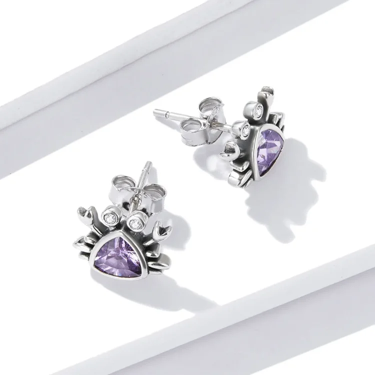 Pandora Style Mini Crab Stud Uhani - BSE572