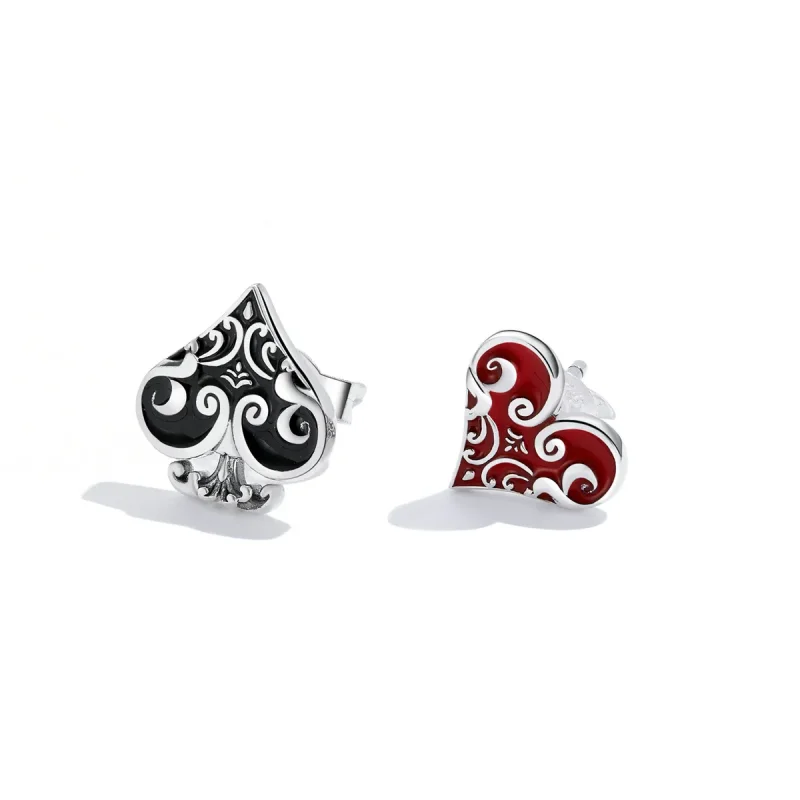 (slika za) Pandora Style Poker Hearts Stud Uhani - SCE1378 - Ogled 2