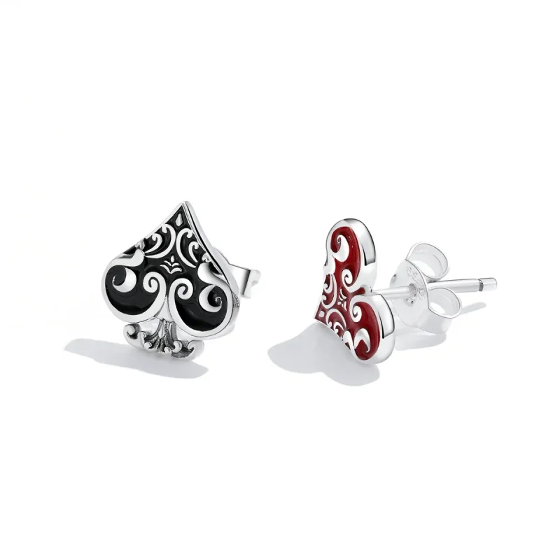 (slika za) Pandora Style Poker Hearts Stud Uhani - SCE1378 - Ogled 3