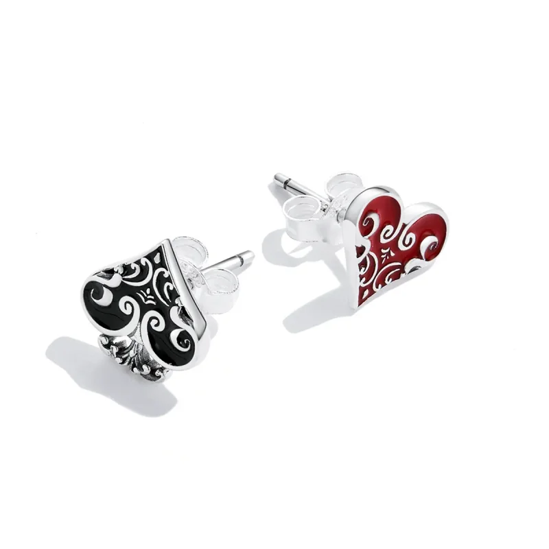 (slika za) Pandora Style Poker Hearts Stud Uhani - SCE1378 - Ogled 4