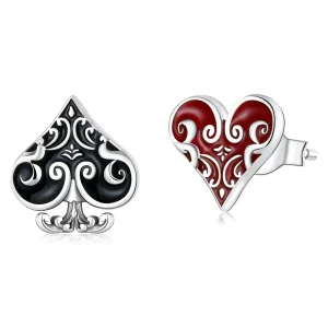 (slika za) Pandora Style Poker Hearts Stud Uhani - SCE1378