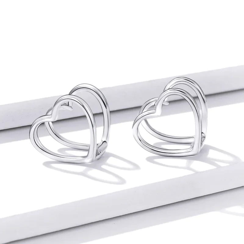 (slika za) Pandora Style Simple – uhani z dvojnim srcem – BSE501 - Ogled 2