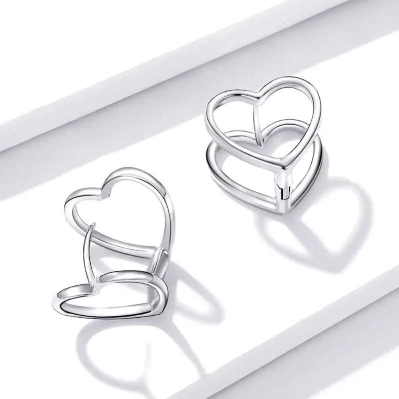 (slika za) Pandora Style Simple – uhani z dvojnim srcem – BSE501 - Ogled 3