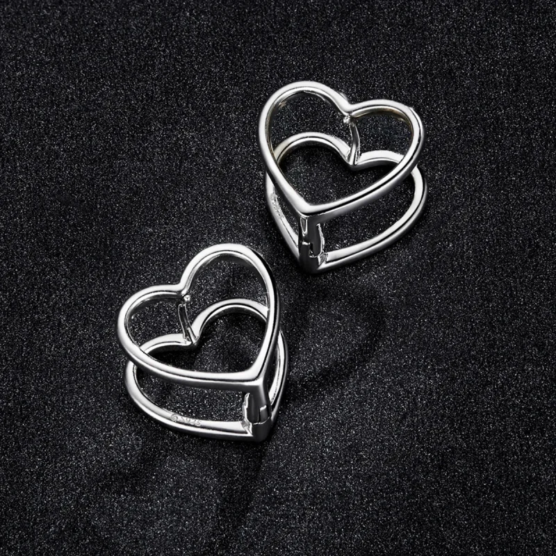 (slika za) Pandora Style Simple – uhani z dvojnim srcem – BSE501 - Ogled 5