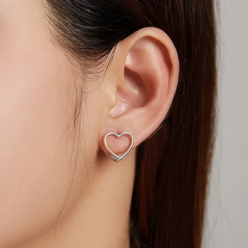 (slika za) Pandora Style Simple – uhani z dvojnim srcem – BSE501 - Ogled 6