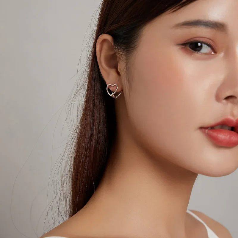 (slika za) Pandora Style Simple – uhani z dvojnim srcem – BSE501 - Ogled 8