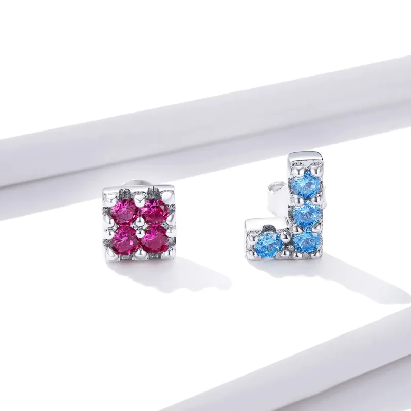 (slika za) Pandora Style Tetris Stud Uhani - BSE365 - Ogled 2