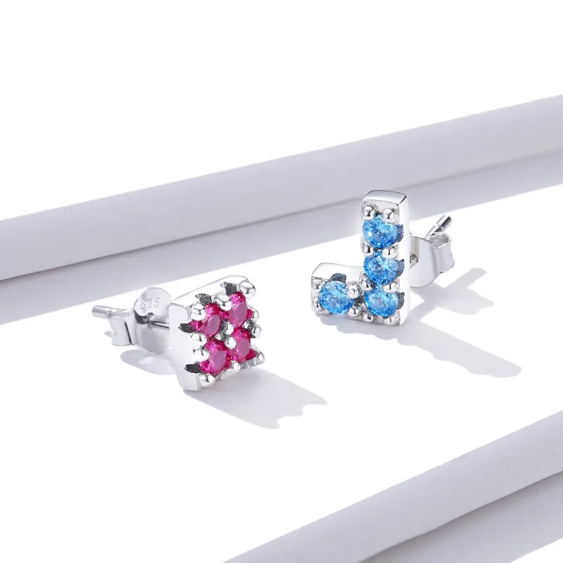 (slika za) Pandora Style Tetris Stud Uhani - BSE365 - Ogled 4
