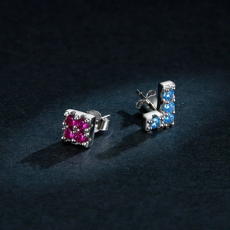 (slika za) Pandora Style Tetris Stud Uhani - BSE365 - Ogled 5