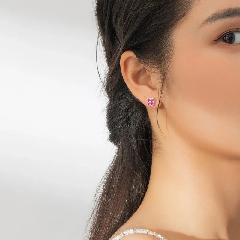 (slika za) Pandora Style Tetris Stud Uhani - BSE365 - Ogled 6