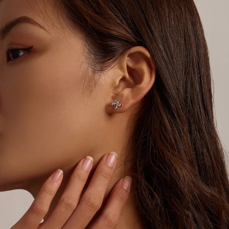 (slika za) Pisani uhani s čebelami v slogu Pandora - BSE559 - Ogled 7