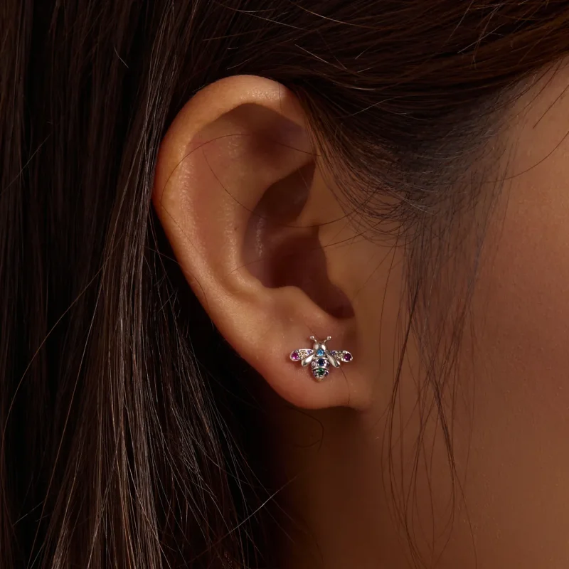 (slika za) Pisani uhani s čebelami v slogu Pandora - BSE559 - Ogled 8