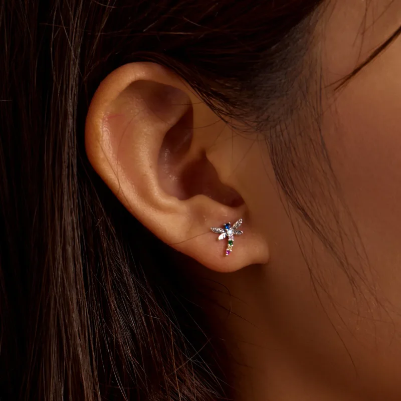 (slika za) Pisani uhani s kačjimi pastirji v slogu Pandora - BSE515 - Ogled 3