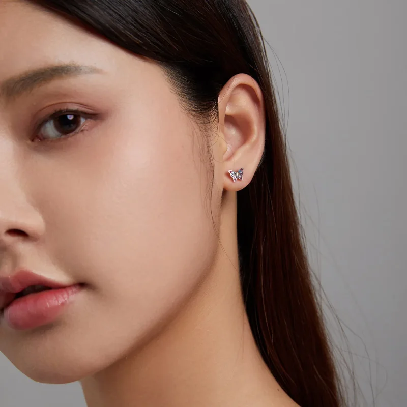 (slika za) Pisani uhani z metulji v slogu Pandora - BSE514 - Ogled 8