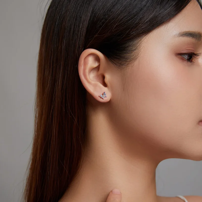 (slika za) Pisani uhani z metulji v slogu Pandora - BSE514 - Ogled 9