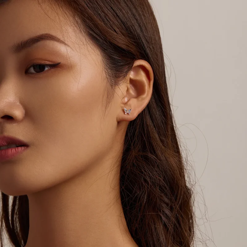 (slika za) Pisani uhani z metulji v slogu Pandora - BSE514 - Ogled 10