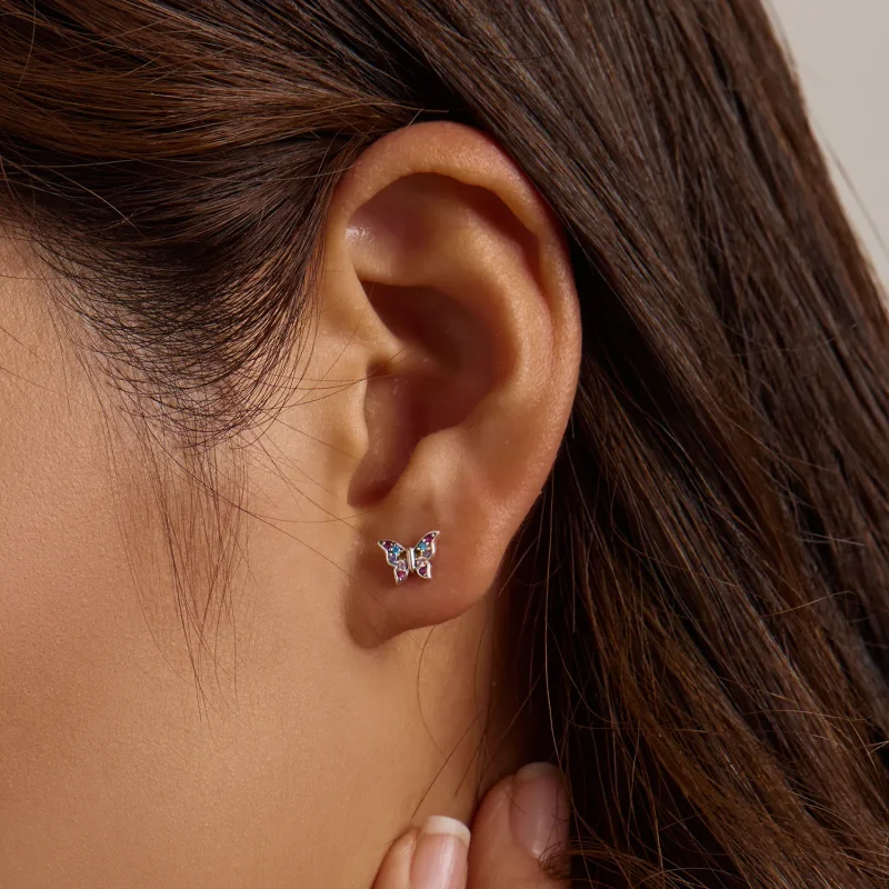 (slika za) Pisani uhani z metulji v slogu Pandora - BSE514 - Ogled 11