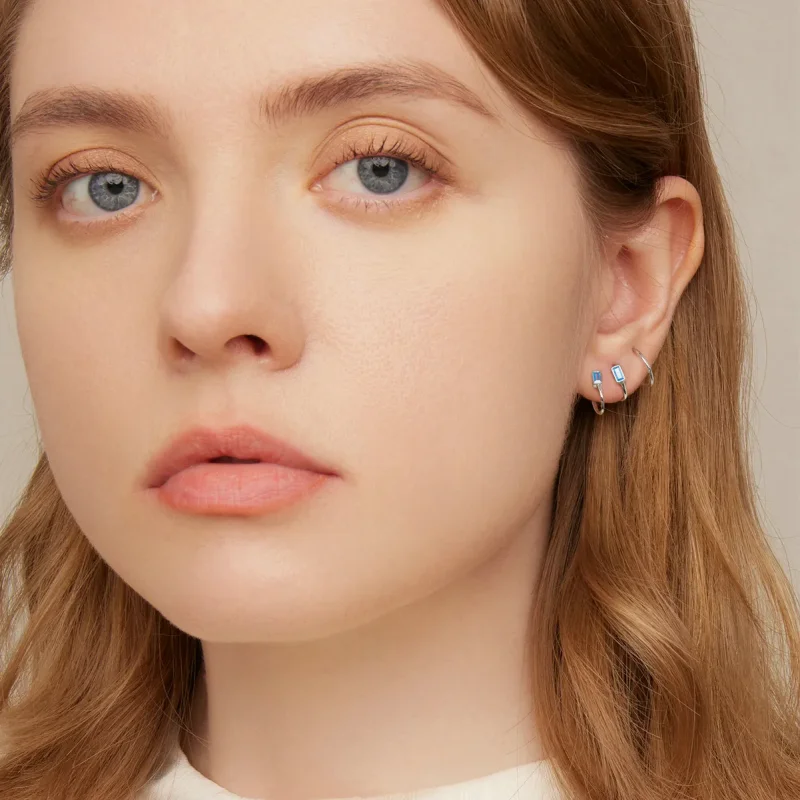 (slika za) Preprosti uhani s kamni v stilu Pandora - SCE1463 - Ogled 6