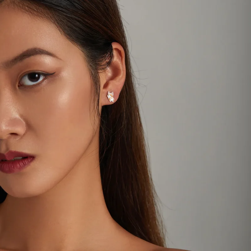 (slika za) Prikupni uhani s čepki Corgi v slogu Pandora - SCE1281 - Ogled 5