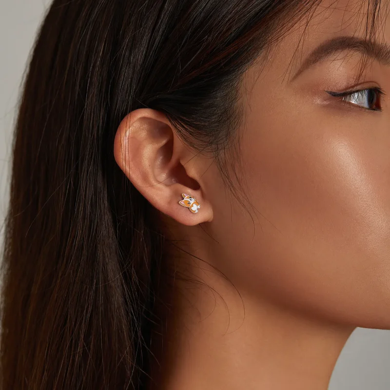 (slika za) Prikupni uhani s čepki Corgi v slogu Pandora - SCE1281 - Ogled 7