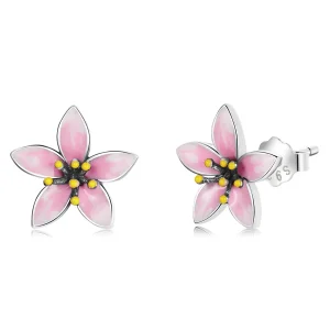 (slika za) Rožnati uhani sakura v slogu Pandora - SCE1273