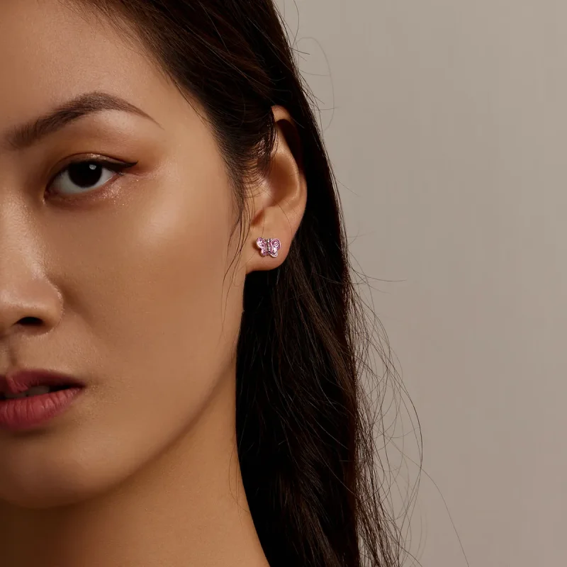 (slika za) Rožnati uhani z metulji v slogu Pandora - SCE1344 - Ogled 6