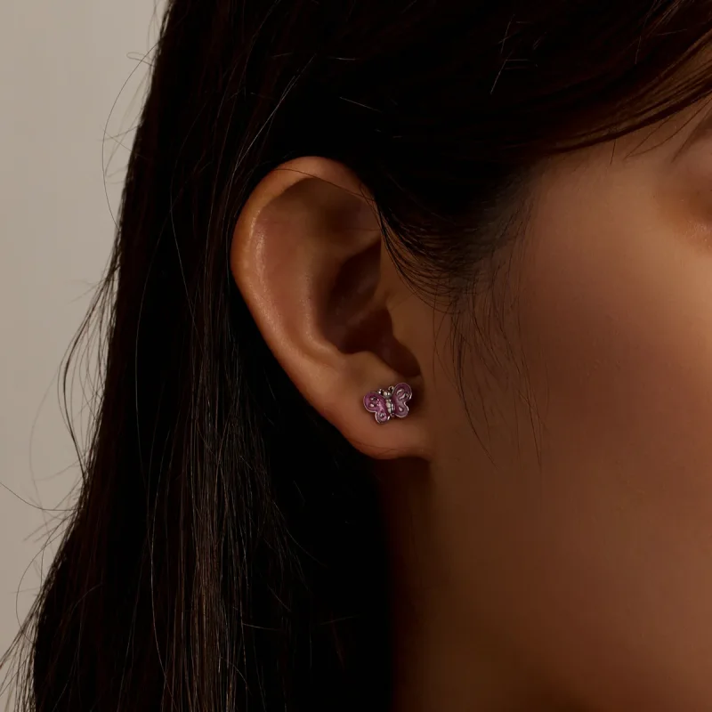 (slika za) Rožnati uhani z metulji v slogu Pandora - SCE1344 - Ogled 7