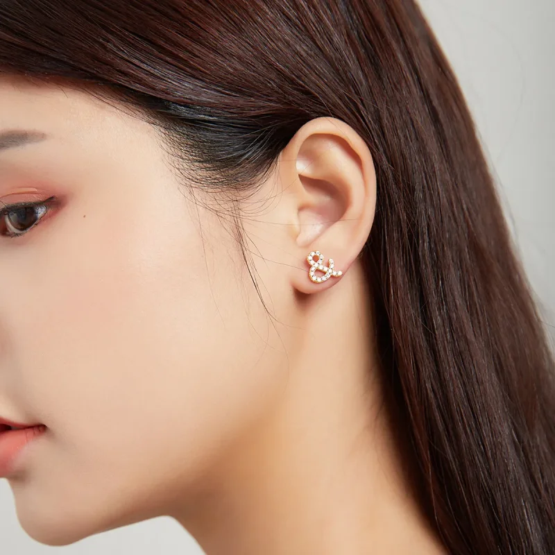 (slika za) Skrivni simbol sloga Pandora - in uhani z žebljički - SCE1072 - Ogled 4