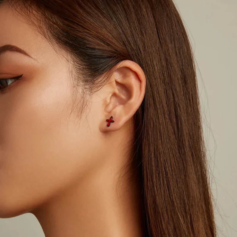 (slika za) Temni križni uhani v slogu Pandora - SCE1327 - Ogled 6