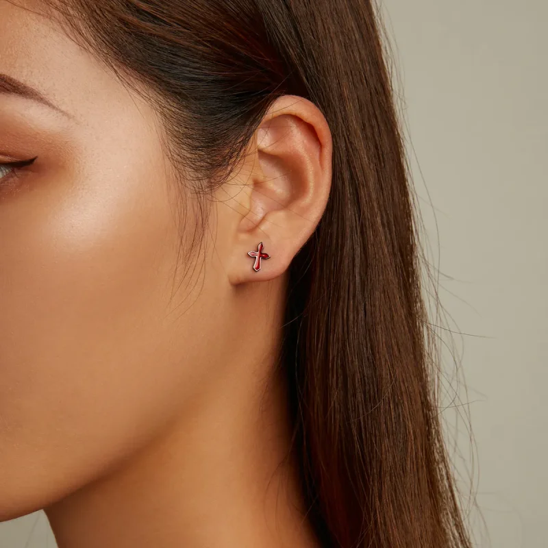 (slika za) Temni križni uhani v slogu Pandora - SCE1327 - Ogled 7