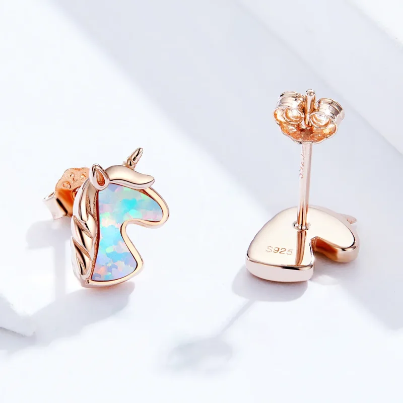 (slika za) Uhani s samorogom v slogu Pandora Ocean Blue Opal - SCE815-C - Ogled 3