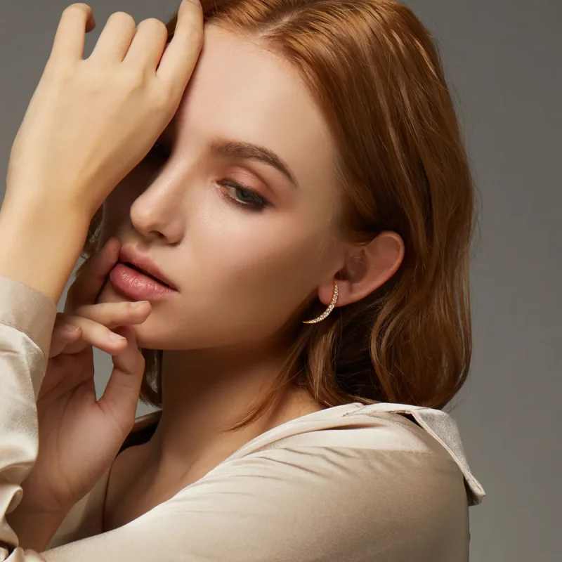 (slika za) Uhani s čepki v obliki polmeseca v slogu Pandora - BSE314 - Ogled 6