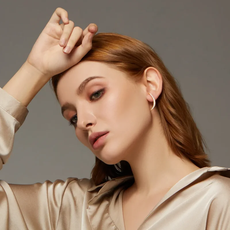 (slika za) Uhani s čepki v obliki polmeseca v slogu Pandora - BSE314 - Ogled 7