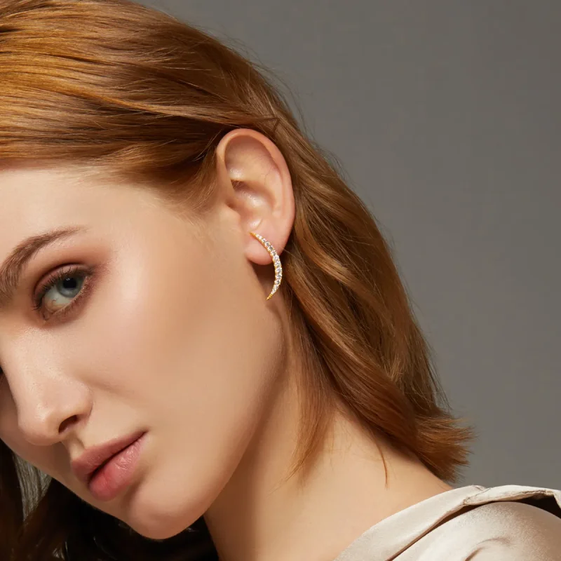 (slika za) Uhani s čepki v obliki polmeseca v slogu Pandora - BSE314 - Ogled 8