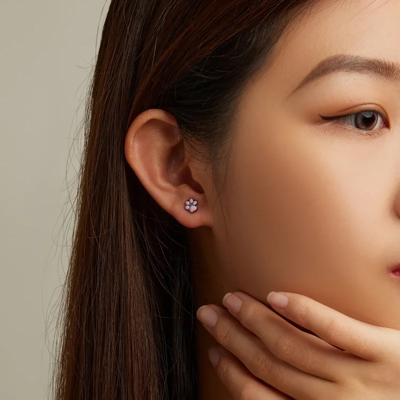 (slika za) Uhani s prisrčnimi mačjimi tačkami v slogu Pandora - SCE1516 - Ogled 7