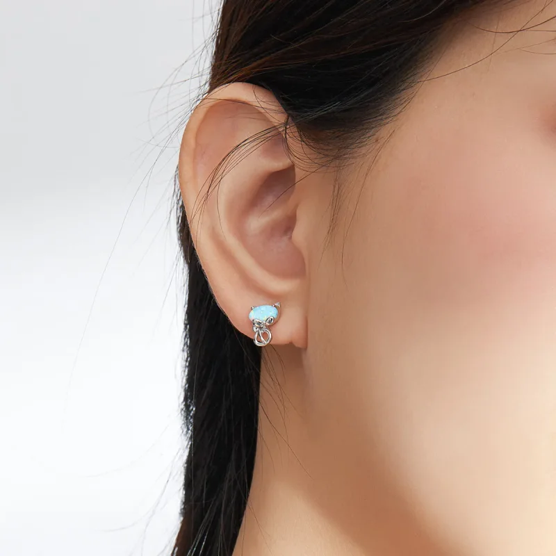 (slika za) Uhani s prisrčnimi mačkami z opali v slogu Pandora - SCE828 - Ogled 5