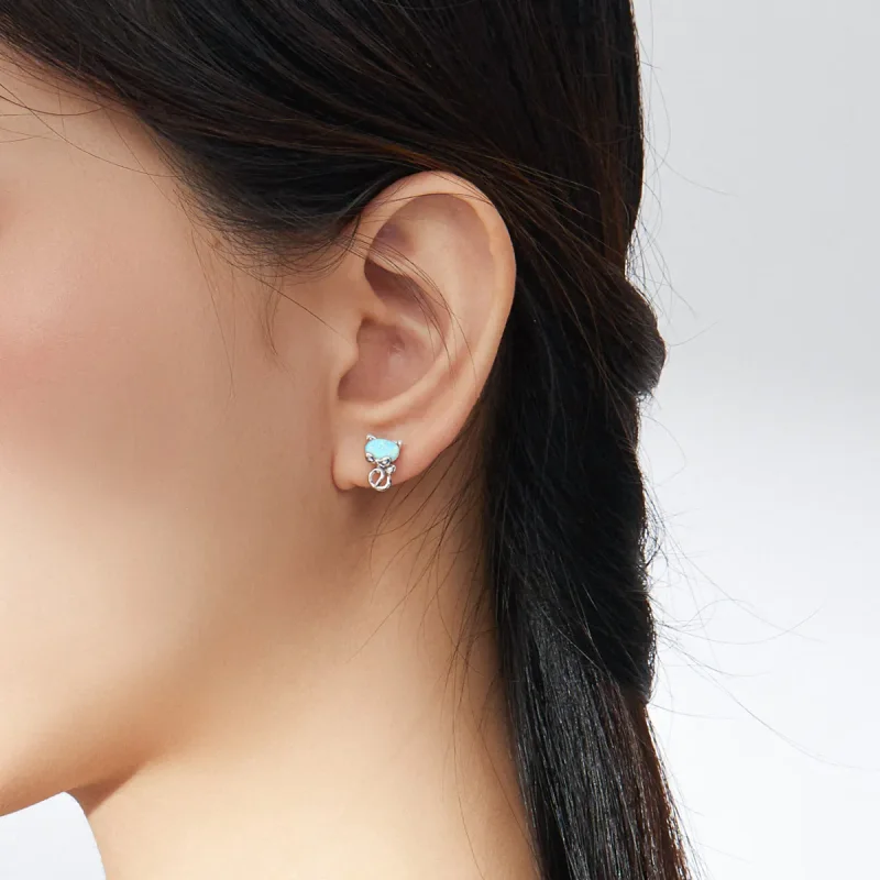 (slika za) Uhani s prisrčnimi mačkami z opali v slogu Pandora - SCE828 - Ogled 6