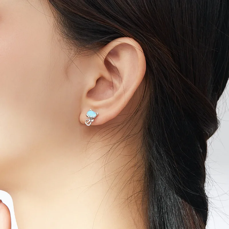 (slika za) Uhani s prisrčnimi mačkami z opali v slogu Pandora - SCE828 - Ogled 7